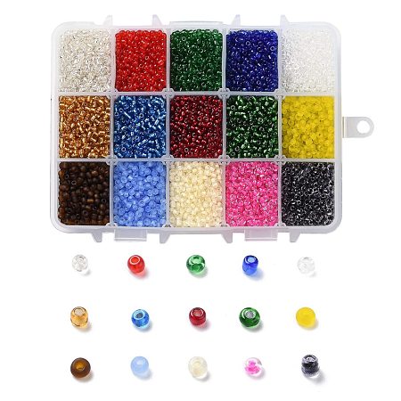 375G 15 Colors Glass Seed Beads SEED-JP0004-01-3mm-1