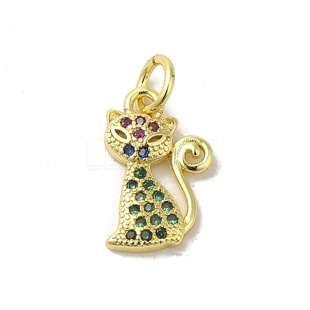 Real 18K Gold Plated Brass Pave Colorful Cubic Zirconia Pendants KK-M283-06G-02-1