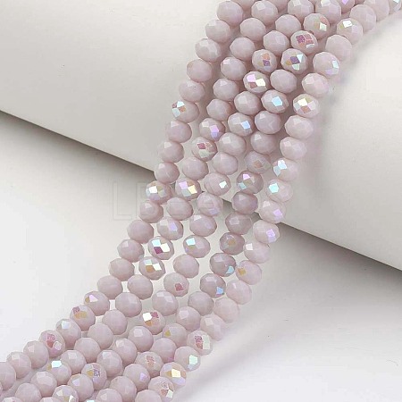 Electroplate Opaque Solid Color Glass Beads Strands EGLA-A034-P6mm-L08-1