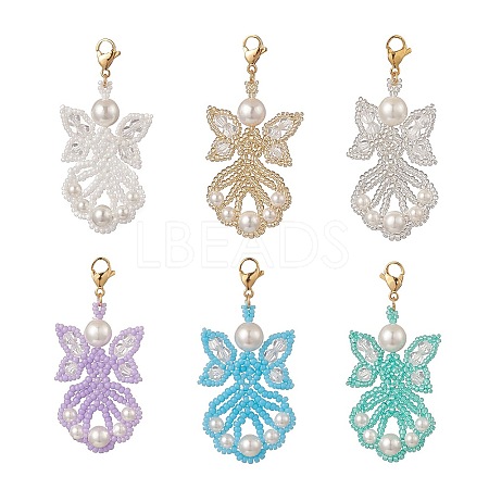 Angel Glass Pendants Decorations HJEW-MZ00006-1