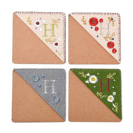 4Pcs Letter Personalized Hand Embroidered Corner Bookmarks JX587H-1