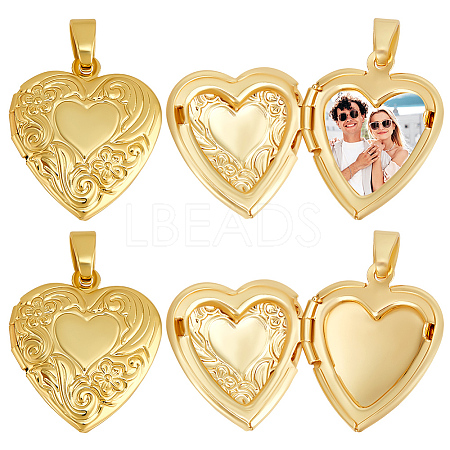 6Pcs Brass Locket Pendants KK-BBC0015-52-1