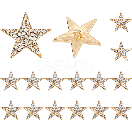 16Pcs Alloy Rhinestone Buttons BUTT-FH0001-031A-1
