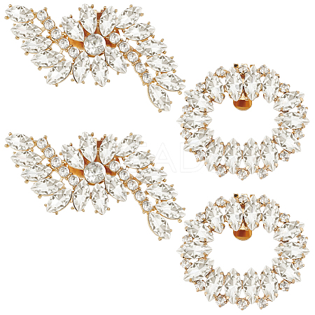 4Pcs 2 Styles Alloy Rhinestone Shoe Decoration DIY-FG0004-73-1