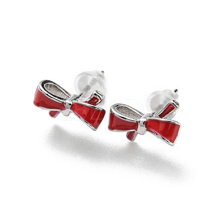 Christmas Theme Brass Stud Earrings LS-EJEW-D062-01H-P-1