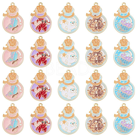 20Pcs 5 Styles Alloy Enamel Pendants ENAM-CJ0005-43-1