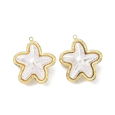 304 Stainless Steel with ABS Plastic Pearl Pendants STAS-G371-01G-01-1