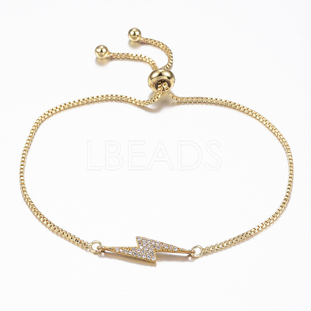 Adjustable Brass Micro Pave Cubic Zirconia Flash Slider Bracelets BJEW-E317-38G-1