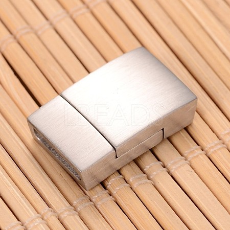Matte 304 Stainless Steel Rectangle Magnetic Clasps with Glue-in Ends STAS-I045-05A-1