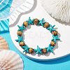 Beach Starfish Dyed Synthetic Turquoise Stretch Bracelets BJEW-JB10293-02-2