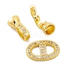 Rack Plating Brass Micro Pave Clear Cubic Zirconia Fold Over Clasps KK-K367-06G-2