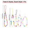 Gorgecraft 5Pcs 5 Style Plastic & Resin Beaded Mobile Straps MOBA-GF0001-04-2