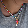 Bohemian Porcelain Fish & Imitation Pearl Round & Starfish Pendant Necklaces FS-WG8409B-01-1