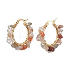3 Pairs 3 Size Natural Rutilated Quartz Chips Hoop Earrings EJEW-JE05710-05-4