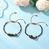 2Pcs Natural Tiger Eye & Glass Seed Beads Braided Bead Bracelets for Women BJEW-MZ00247-03-2