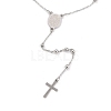 Non-Tarnish 304 Stainless Steel Rosary Bead Necklaces For Religion STAS-B021-02P-3