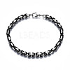 Ion Plating(IP) Two Tone 201 Stainless Steel Byzantine Chain Bracelets BJEW-S057-95A-1