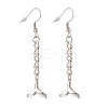 Tarnish Resistant Curb Chains with Charm Long Dangle Earrings EJEW-JE04963-3