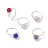 Handmade Polymer Clay Rhinestone Finger Rings for Women RJEW-JR00919-2