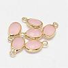 Oval Faceted Golden Tone Brass Glass Charms GLAA-O015-25G-1