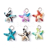 6Pcs 6 Colors Dyed Synthetic Turquoise Starfish Connector Charms PALLOY-JF02727-1