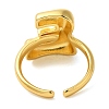 Initials Brass Open Cuff Ring for Women RJEW-N046-02E-G-3