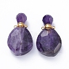 Faceted Natural Amethyst Openable Perfume Bottle Pendants G-E564-08C-G-2