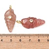 Natural Strawberry Quartz Carved Pendants G-H357-04G-05-2