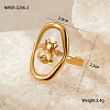 Preserved Flowers 304 Stainless Steel and Epoxy Resin Open Cuff Rings for Women FS-WGCF311-15-1