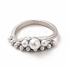 Plastic Imitation Pearl Cuff Ring RJEW-F142-04P-2