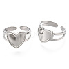 304 Stainless Steel Heart Cuff Rings RJEW-N038-118P-2