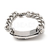 Tarnish Resistant 304 Stainless Steel Rectangle with Skull Link Bracelet with Curb Chains for Men Women BJEW-E009-24P-4