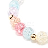 Candy Color Round Beaded Stretch Bracelet with Heart Tomatoes On Sticks Charm for Women BJEW-JB07636-02-6