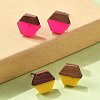 Resin & Walnut Stud Earrings EJEW-R013-01P-2