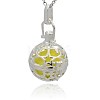Silver Color Plated Brass Hollow Round Cage Pendants KK-J226-01S-2