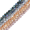 Electroplate Transparent Glass Beads Strands EGLA-Q026-016-1