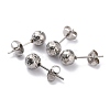 Textured Round Bead 304 Stainless Steel Stud Earring Findings EJEW-O104-01P-A-1