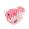 Glass Seed Beaded Fish Pendants PALLOY-MZ01234-01-3