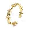 Brass Micro Pave Clear Cubic Zirconia Open Cuff Rings for Women RJEW-G296-03G-1