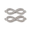 Brass Micro Pave Clear Cubic Zirconia Connector Charms KK-E068-VB385-2
