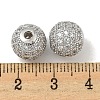 Brass Micro Pave Clear Cubic Zirconia Beads ZIRC-R113-01D-P-3