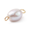 Potato Natural Cultured Freshwater Pearl Connector Charms PALLOY-JF01924-4