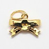 CZ Brass Micro Pave Cubic Zirconia Bowknot Bow Charms ZIRC-L018-14-3