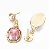 Oval with Porcelain Rack Plating Alloy Dangle Stud Earrings EJEW-S211-002-RS-3