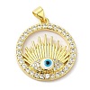 Rack Plating Brass Micro Pave Cubic Zirconia Pendants KK-F854-05G-1