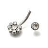 304 Stainless Steel Clear Cubic Zirconia Curved Barbell Belly Button Rings AJEW-D306-03P-06-3