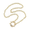 Brass Paperclip Chain Necklaces with Star Brass Micro Pave Clear Cubic Zirconia Screw Carabiner Lock Charms NJEW-JN06411-2