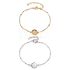 2Pcs 2 Colors 304 Stainless Steel Satellite Chain Bracelet Makings BJEW-JB10587-1