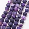 Natural Striped Agate/Banded Agate Bead Strands G-K166-12-6mm-02-1