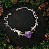 Both Hands Alloy with Nuggets Natural Amethyst Pendant Necklaces FS-WG3CF2D-01-3